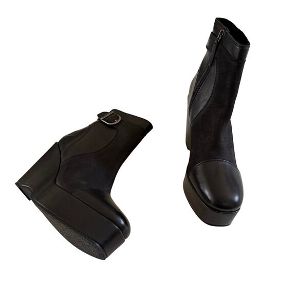 Harley Davidson Shoes - NWT Harley Davidson Black Leather Wedge Booties 4.5 In Wmns Sz 10 Biker Grunge